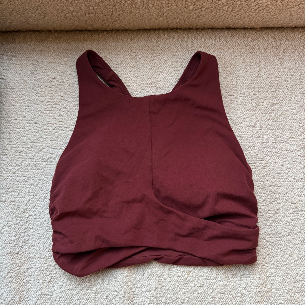 Lululemon maroon halter neck sports bra in size 6